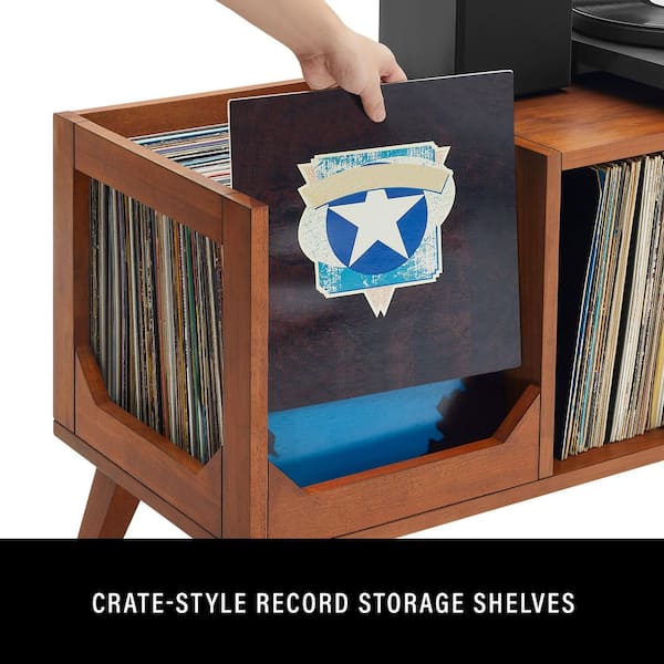 CROSLEY FURNITURE Asheville Walnut Low Record Storage Console