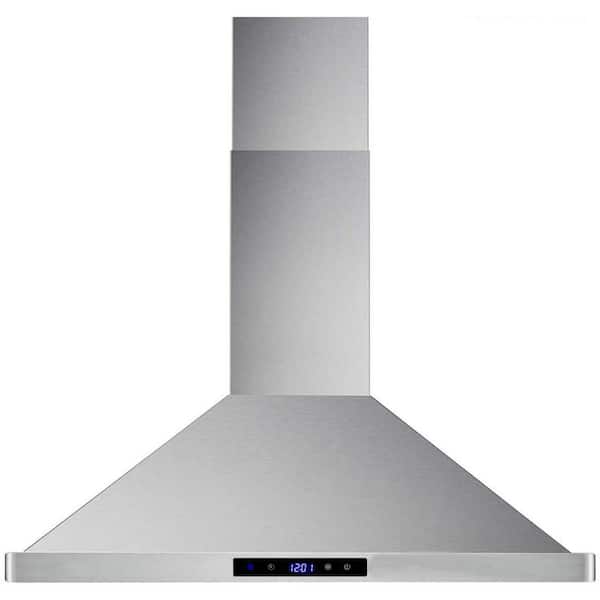 30 in. 700 CFM Wall Mount Ducted Range Hood Silver in Stainless Steel Touch Control 3-Speed Stove Vent