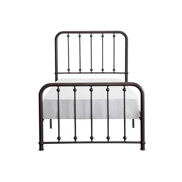 Twin size Bronze Metal Platform Bed Frame with Headboard and Footboard
