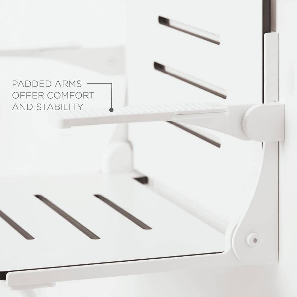 White Matte Heavy Duty Folding Wall Mount Shower Seat