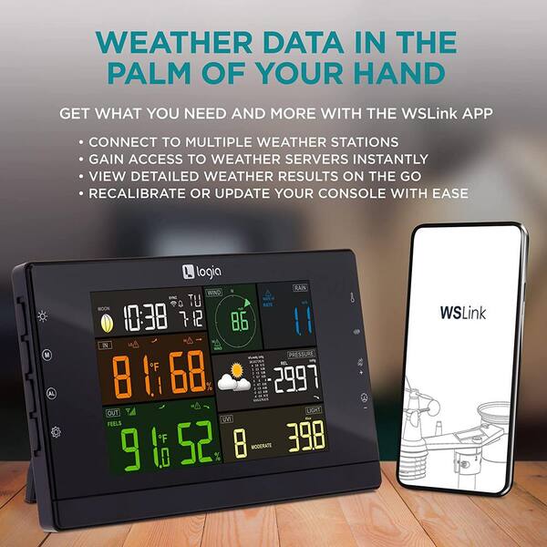 Logia 7-in-1 Wi-Fi Wireless Weather Station with Console, Forecast Data and  Alerts LOWSCB711SAB - The Home Depot