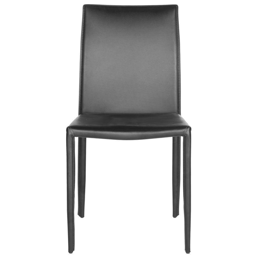 Karna Black Leather Upholstered Dining Side Chair Set