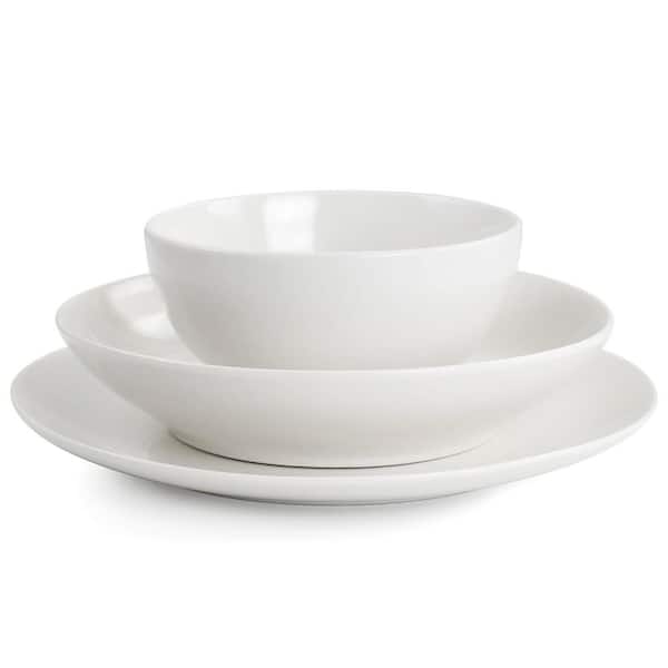 Gibson Home Oslo 12-Piece Porcelain Double Bowl Dinnerware Set Grey