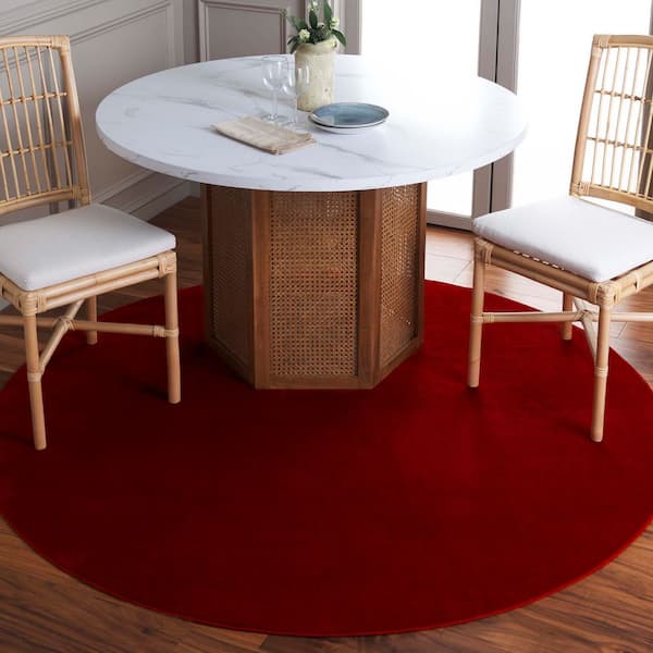 Loft Red 6 ft. x 6 ft. Machine Washable Modern Solid Round Area Rug