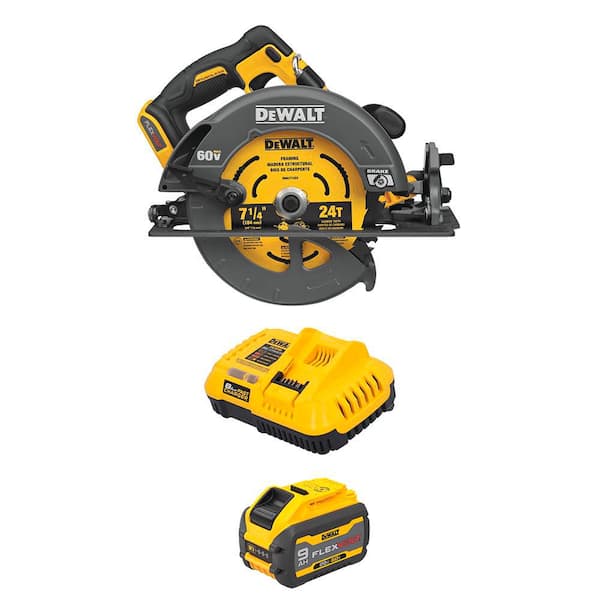 FLEX VOLT 60V MAX Lithium-Ion Cordless Brushless 7-1/4 in. Circular Saw with Brake with 9.0 Ah Battery Pack and Charger