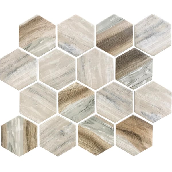 Apollo Tile Gray White 4 in. x 5 in. Matte Finished Hexagon Mosaic Marble Tile Sample (0.13 sq. ft./Piece)