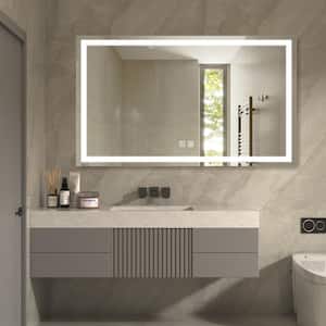 60 in. W x 36 in. H Rectangular Frameless LED Light with 3 Color and Anti-Fog Wall Mounted Bathroom Vanity Mirror