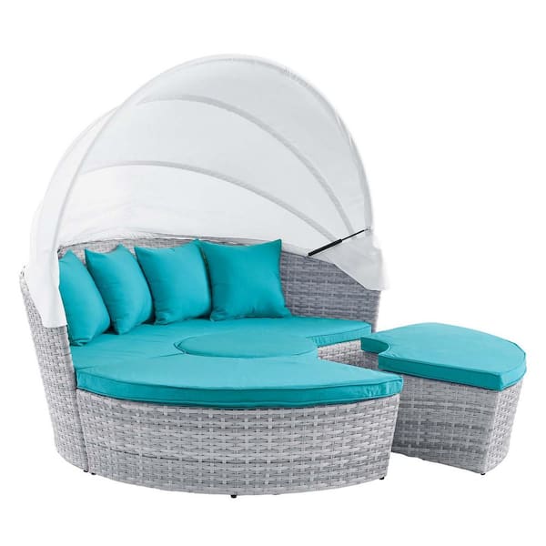 MODWAY Scottsdale 4-Piece Wicker Outdoor Daybed with Sunbrella Aruba Cushions