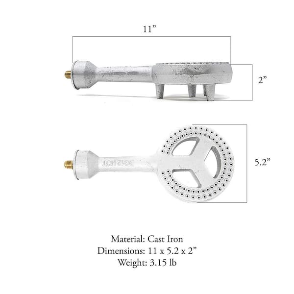 Low Pressure Propane or Natural Gas 2-Part Cast Iron Burner, 8