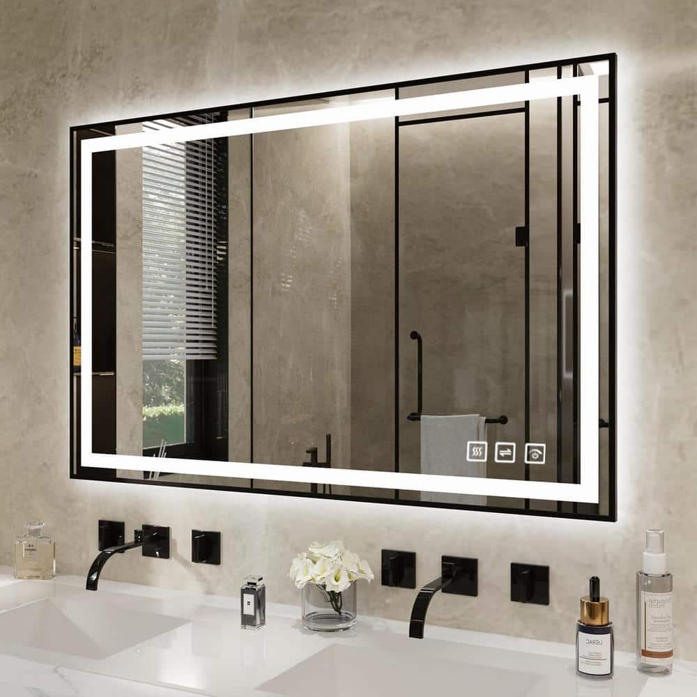40 in. Black Frameless LED Bathroom Vanity Mirror