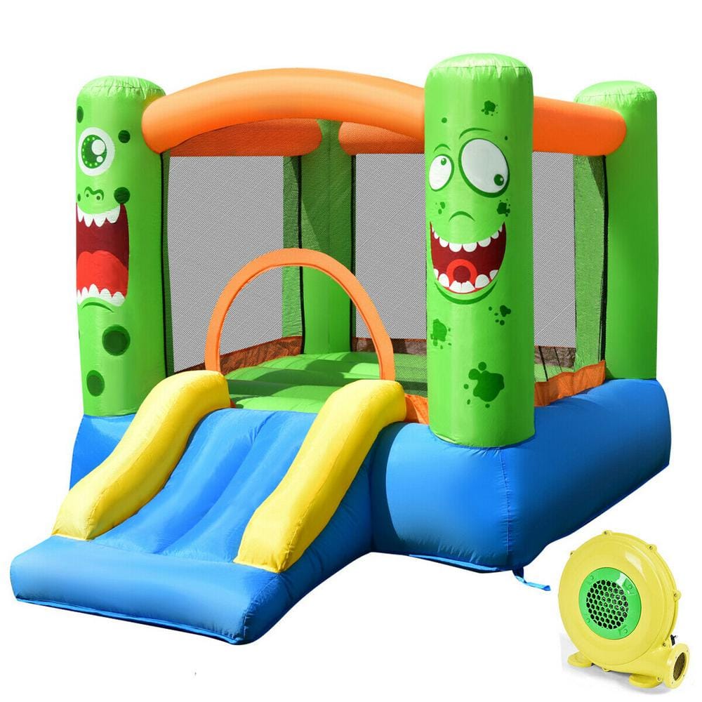 Costway Multi-Color Kids Playing Inflatable Bounce House Jumping Castle Game Fun Slider 480-Watt Blower