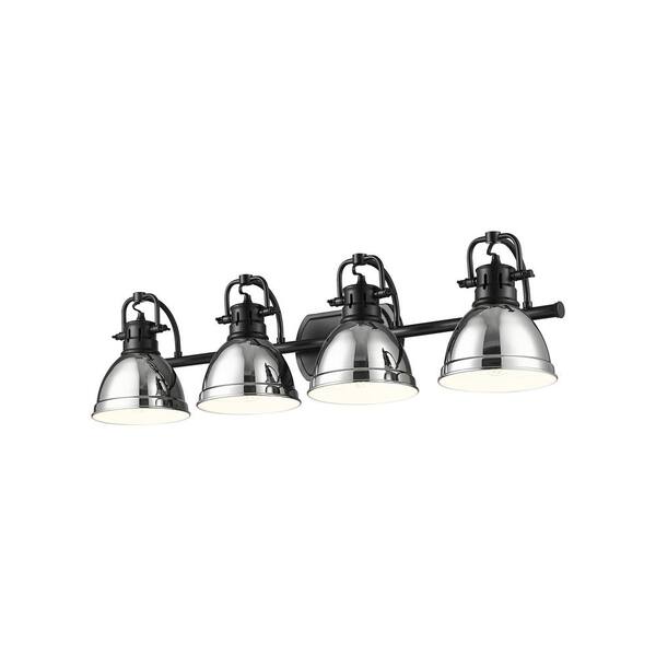 Golden Lighting - Duncan 8.25 in. 4-Light Matte Black Vanity Light with Silver Shade