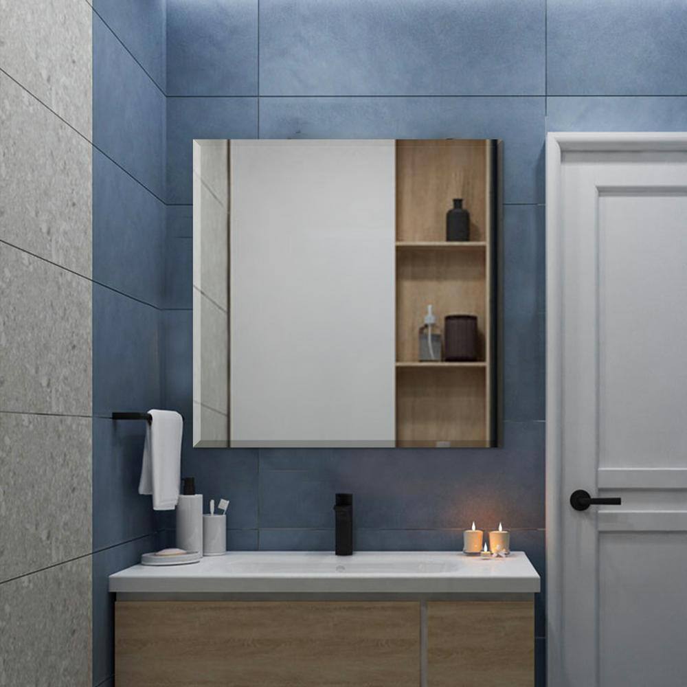 Elegant 18" Square Frameless Beveled Wall Mirror