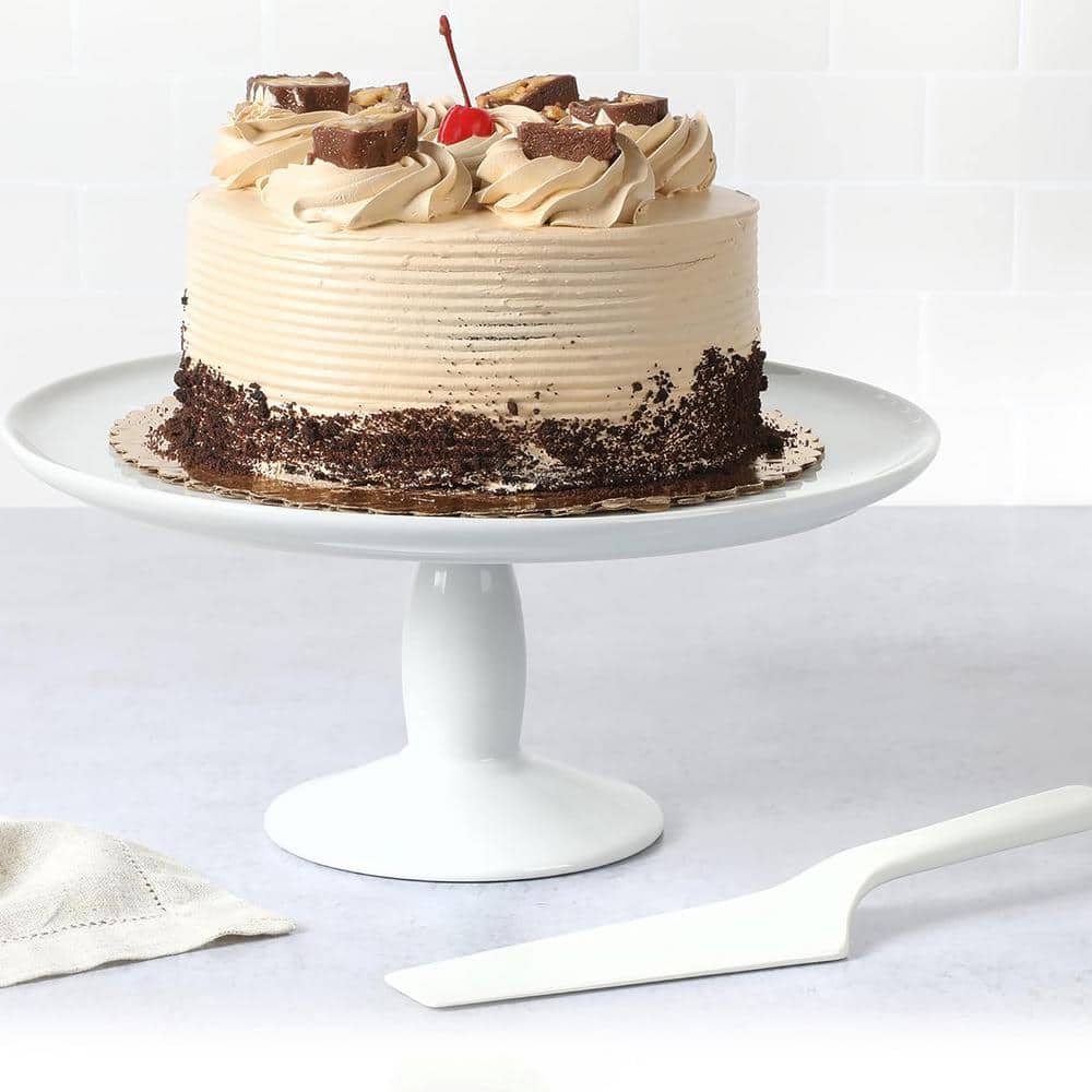 White Ceramic 12" Cake Stand with Server