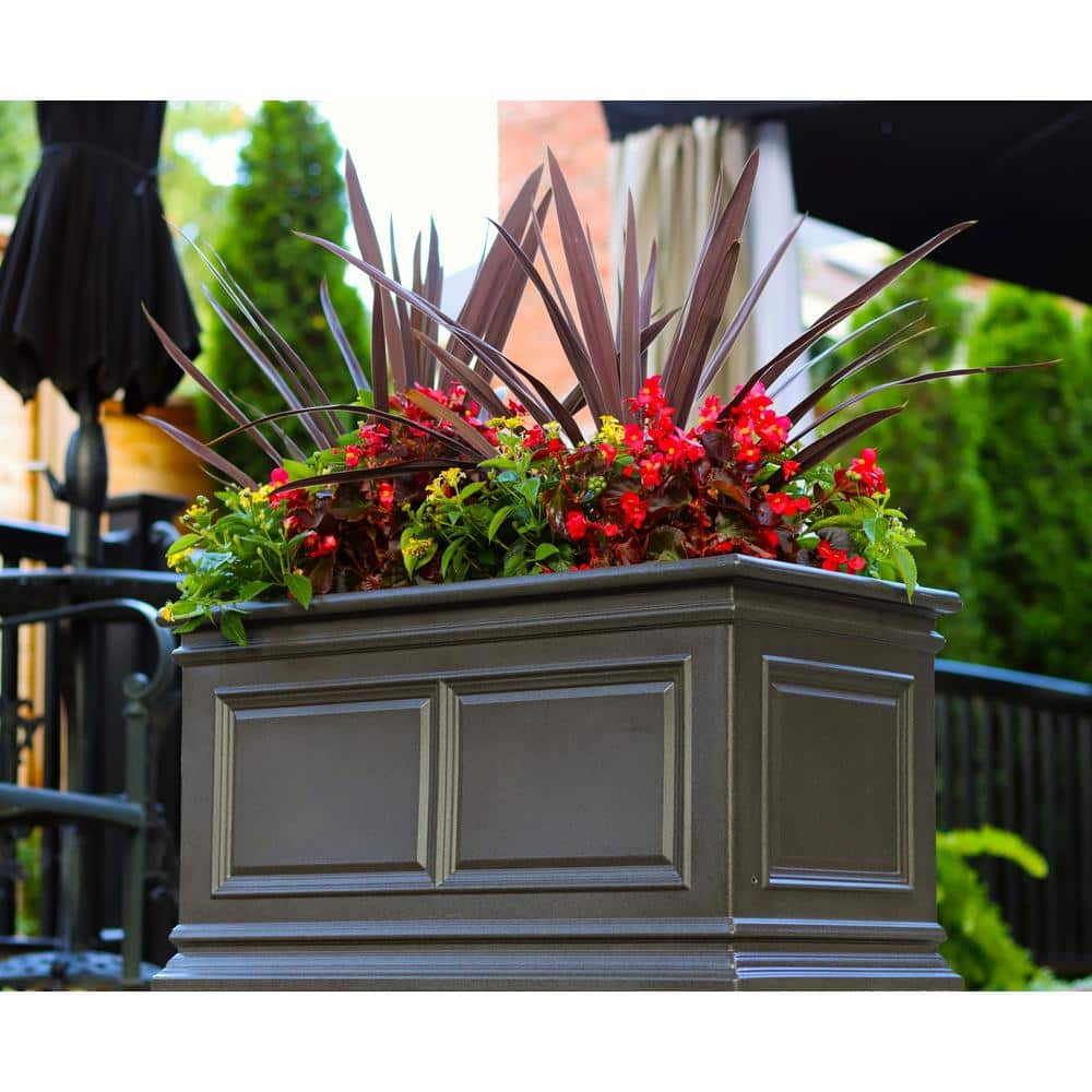 Large Brownstone Rectangular Self-Watering Outdoor Planter