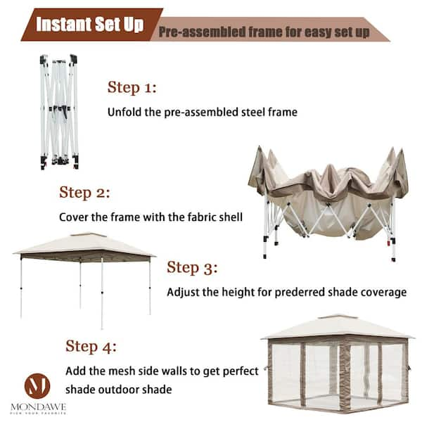 Mondawe 10-ft x 17-ft White Metal Rectangle Pop-up Gazebo in the Gazebos  department at