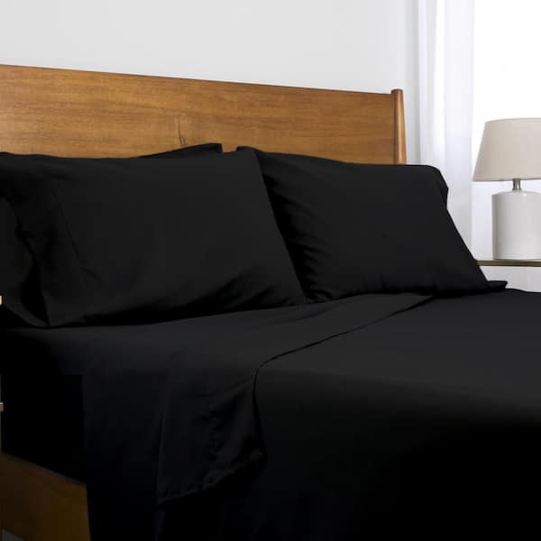 SOUTHSHORE FINE LINENS Deep Pocket 4-Piece Black Microfiber Twin XL Sheet Set