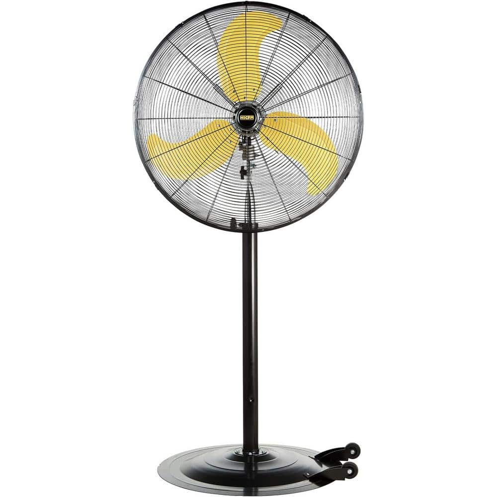 30 in. 8300 CFM Heavy-Duty High Velocity Pedestal Oscillating Fan in Yellow