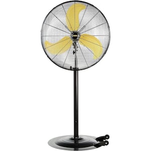 30 in. 8300 CFM Heavy-Duty High Velocity Pedestal Oscillating Fan in Yellow with Powerful 1/3 HP Motor, UL Listed