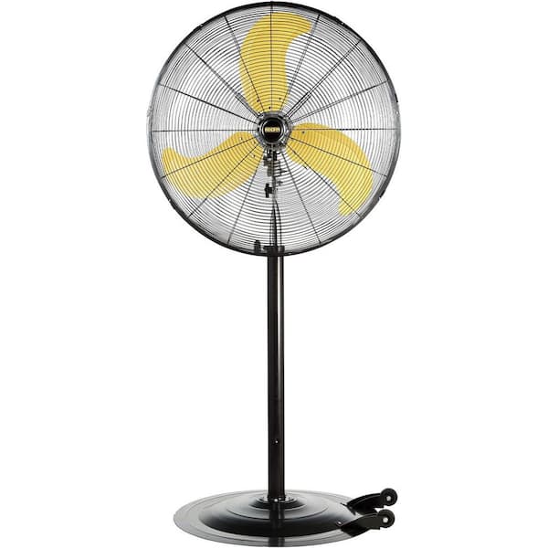 30 in. 8300 CFM Heavy-Duty High Velocity Pedestal Oscillating Fan in Yellow with Powerful 1/3 HP Motor, UL Listed
