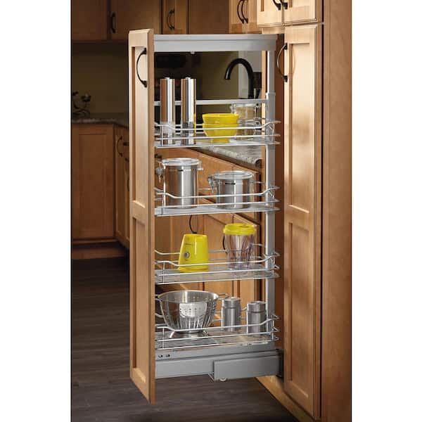 Rev A Shelf 8 In Chrome 4 Basket Pull, Cabinet Pull Out Shelves Home Depot