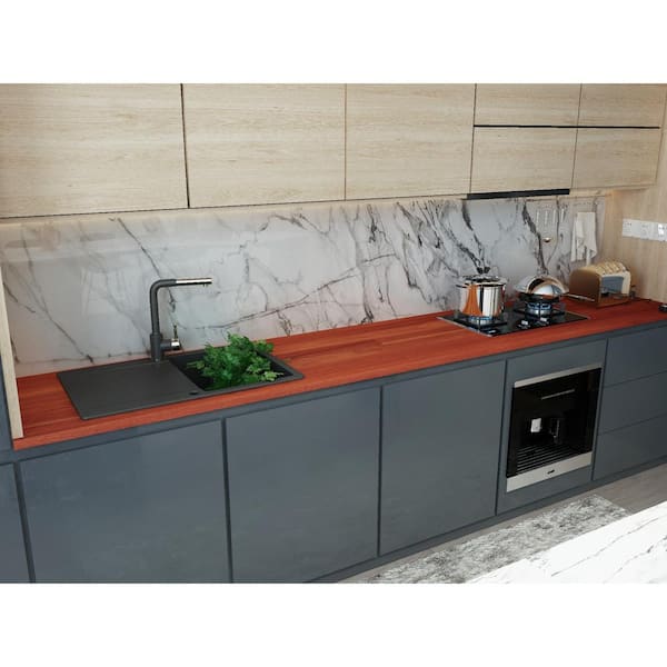 Interbuild 7.2 ft. L x 25 in. D, Karri Butcher Block Standard Countertop in Clear with Square edge