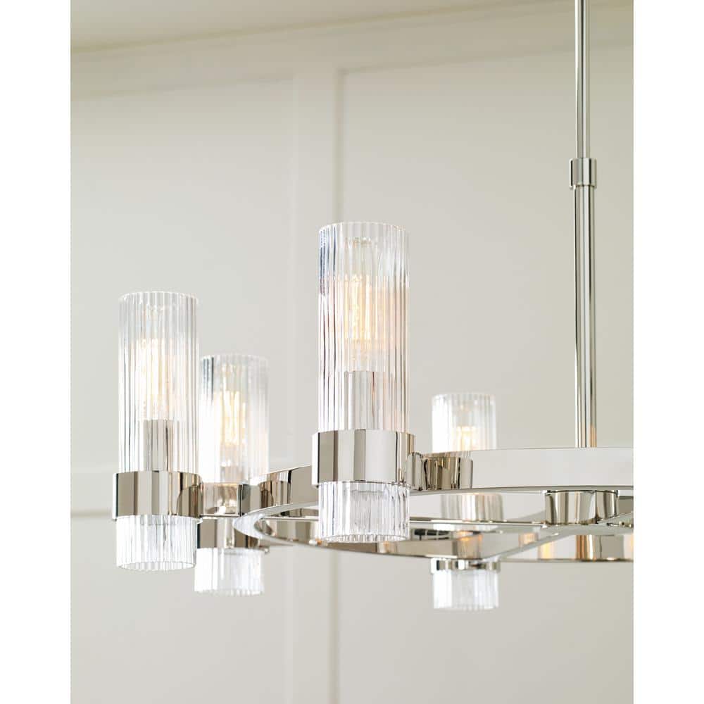 Geneva Polished Nickel 8-Light Chandelier with Clear Glass Shades