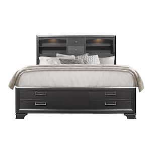 Charlie Grey Full Panel Bed with 6-Drawers