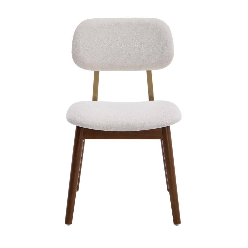 Mid-Century Modern Dining Chairs Set of 2 Beige Fabric Upholstered Rubber Wood durable construction price history on PriceWatchPro