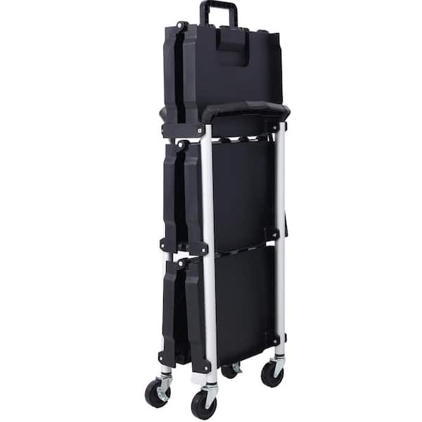 Kahomvis 3-Layers Folding GH-LKW4-737 Home - Service Collapsible Cart with Metal Depot The Black Frame, Plastic