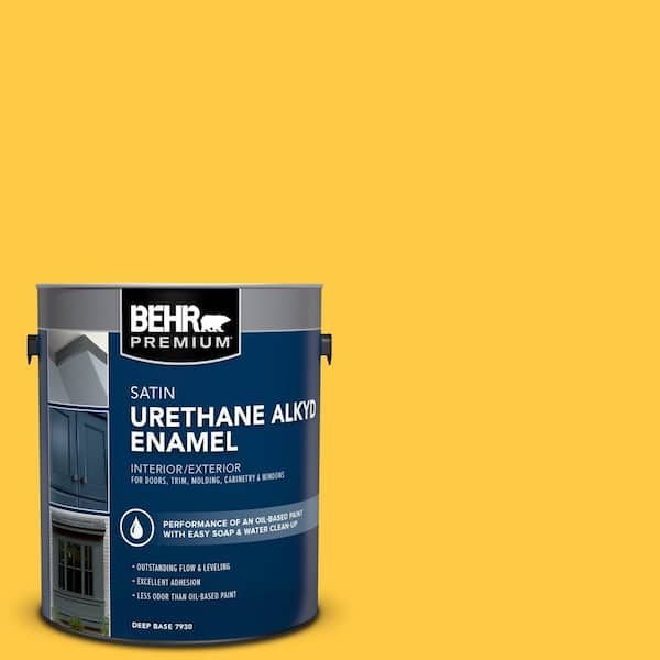 BEHR PREMIUM 1 gal. #P290-6 English Daisy Urethane Alkyd Satin Enamel Interior/Exterior Paint