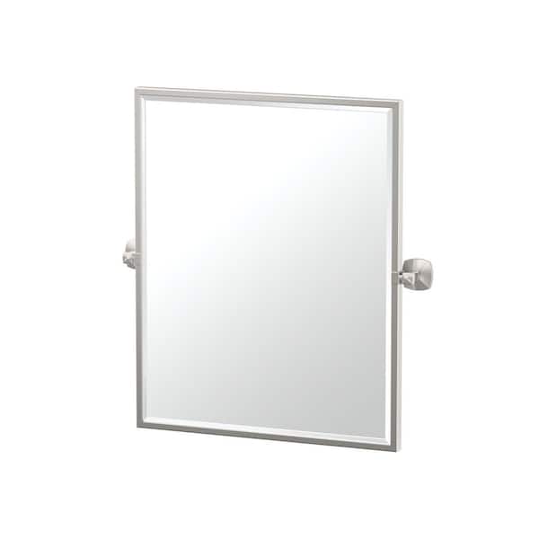 Gatco Jewel 25 in. x 25 in. Single Framed Small Rectangle Mirror in Satin Nickel