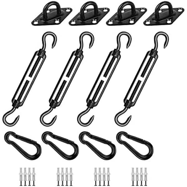 Large Stainless Steel Sun Shade Sail Hardware Kit with Adjustable Turnbuckles for Garden and Patio