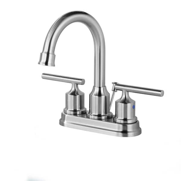 ALEASHA 4 in. Centerset Double Handle High Arc Bathroom Faucet in Brushed Nickel