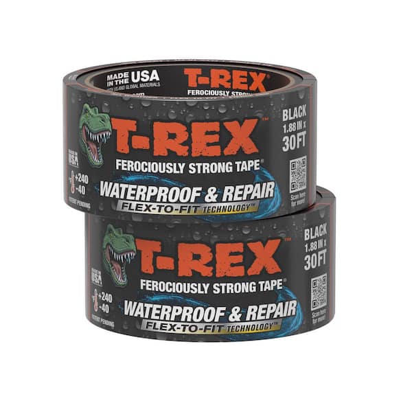 2 Pack 1.88 in. x 10 yds. Black Waterproofing and Repair Tape