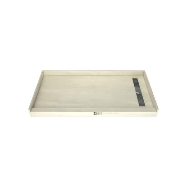 Redi Trench 30 in. L x 60 in. W Alcove Single Curb Tileable Shower Pan Base with Right Linear Drain in Brushed Nickel