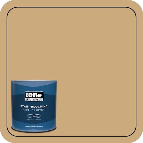 BEHR ULTRA 1 qt. #S300-4 Flax Straw Extra Durable Satin Enamel Interior Paint & Primer