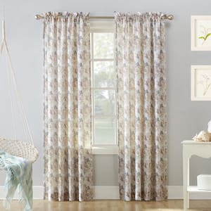 Coral Reef 54 in. W x 84 in. L Nautical Printed Light Filtering Single Curtain Panel in White