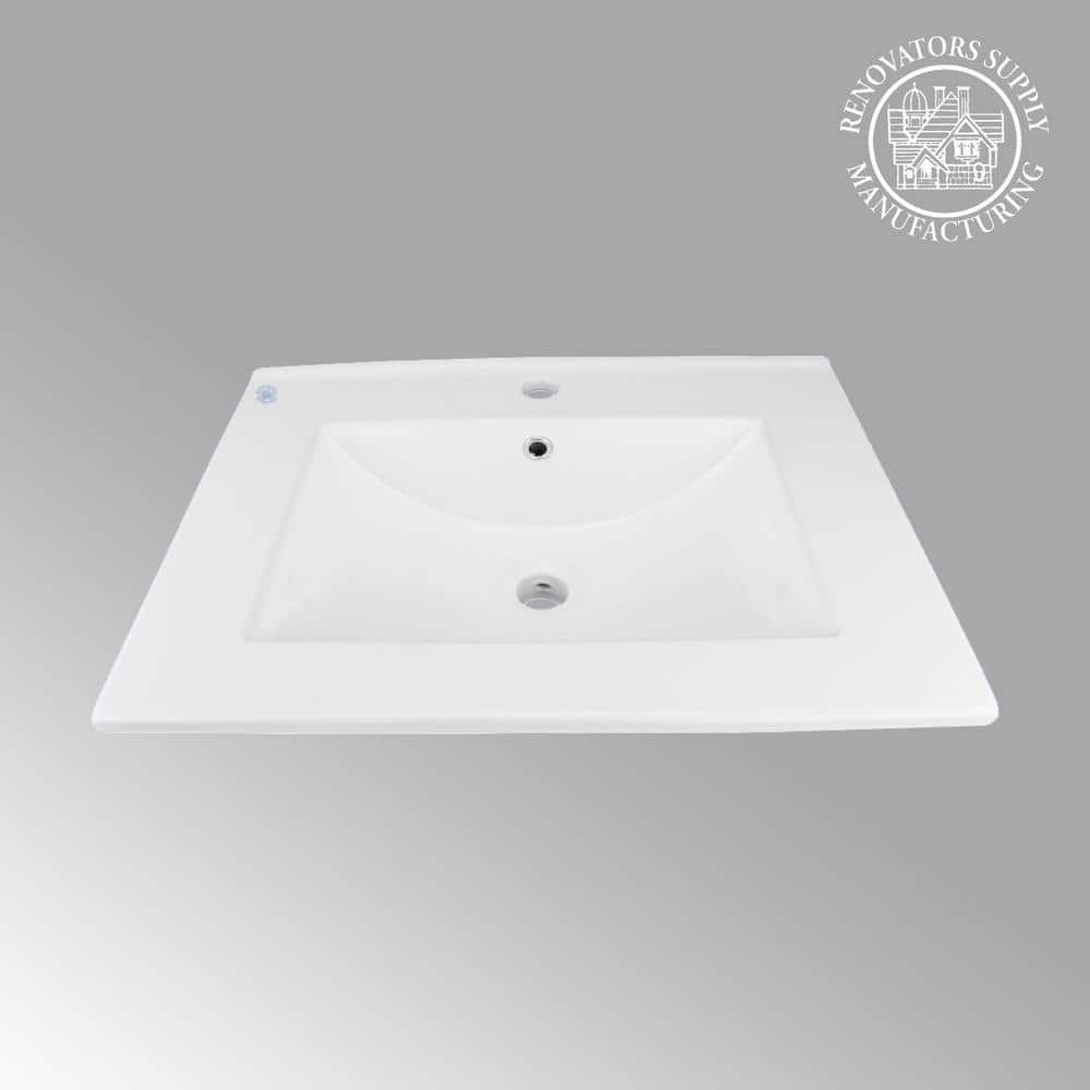 Luke White Ceramic Rectangular Drop-In Bathroom Sink