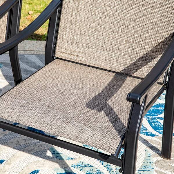 PHI VILLA Black Ergonomic Textilene Metal Outdoor Dining