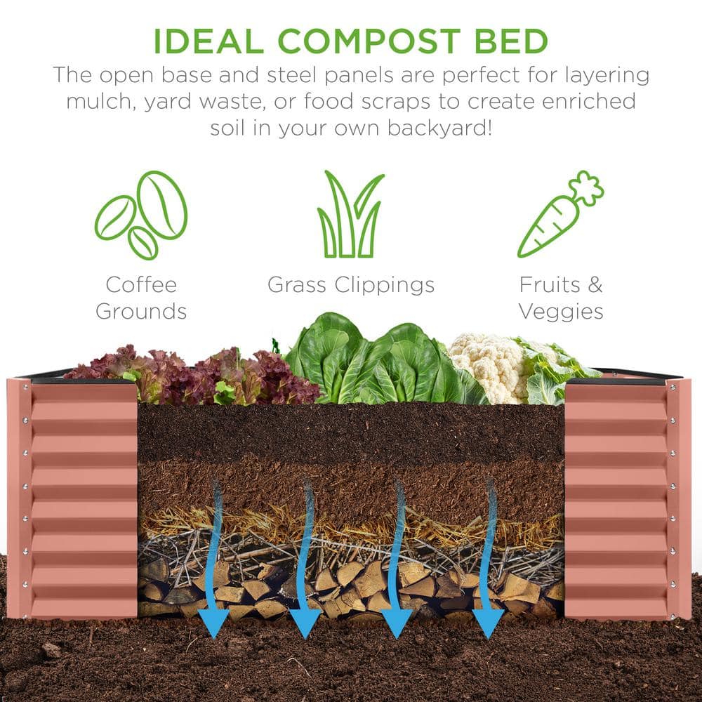 Terracotta 8x4x2ft Outdoor Metal Raised Garden Bed Planter Box
