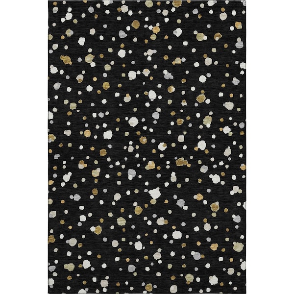 Mayfield Premium Machine Washable Abstract AMF2518 Black 10 ft. x 14 ft. Area Rug