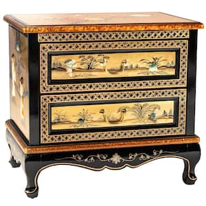 24 in. W Gold Lacquer End Table