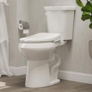 21 in. Extra Tall 2-Piece 1.28 GPF Single Flush Elongated Toilet in White Map Flush 1000g with Smart Bidet Seat