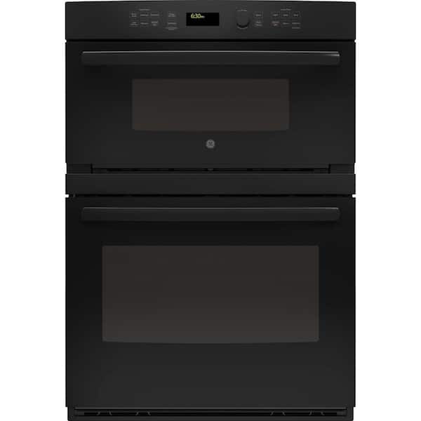 GE 30 in. Double Electric Wall Oven with Built-in Microwave in Black