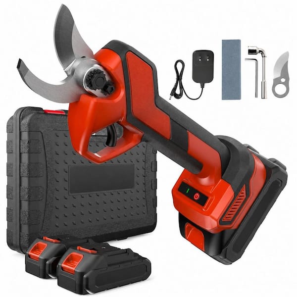 Cordless Electric Pruning Shears with LCD Display and Brushless Motor, 2.1 in. Capacity, Red