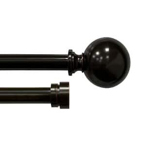 36 in. - 66 in. Adjustable Double Curtain Rod 3/4 & 5/8 in. Dia. in Oil Rubbed Bronze with Ball finials