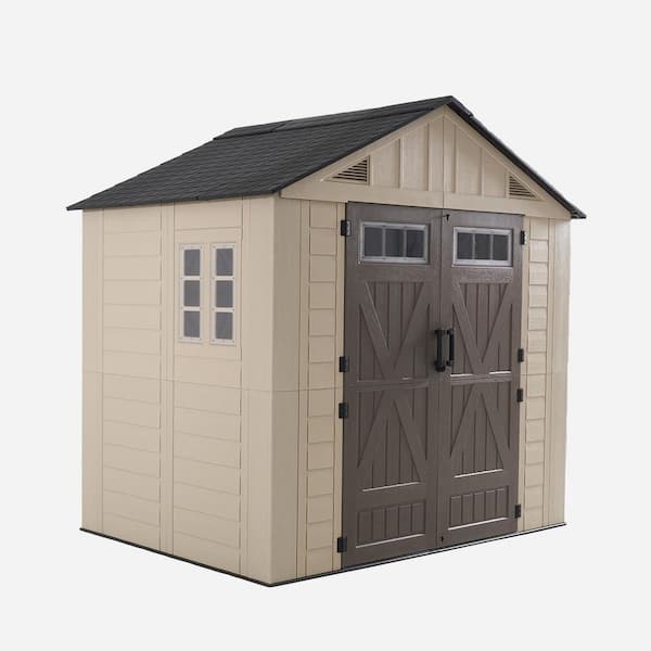 Sizzim 8 ft. W x 6 ft. D Outdoor Gray Resin Storage Plastic Shed