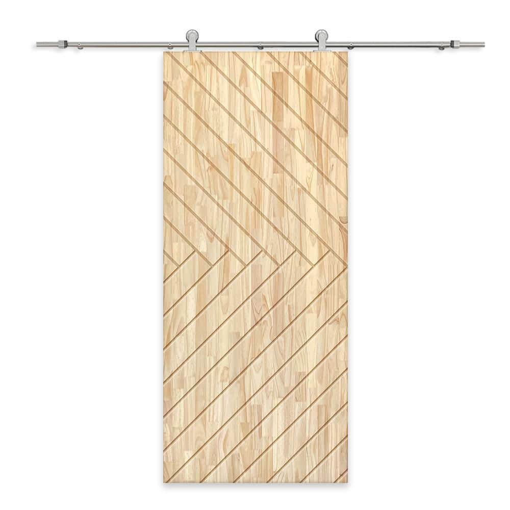 CALHOME 30 in. x 80 in. Natural Pine Wood Unfinished Interior Sliding ...