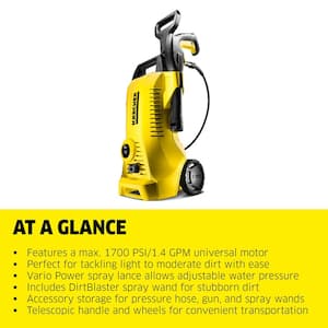 2000 Max PSI 1.45 GPM K 2 Power Control Cold Water Corded Electric Pressure Washer Plus Vario and DirtBlaster Wands